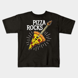 Pizza Guitar - Funny Pizza Rocks Guitar Kids T-Shirt